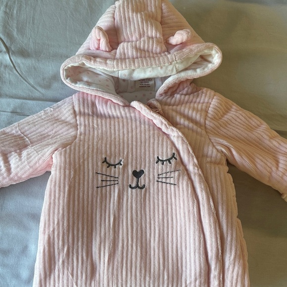 First Wish - NWOT Pink Hooded Baby One Piece - Picture 7 of 7